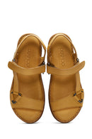 Women's Tan Leather Comfort Sandals | Derimod