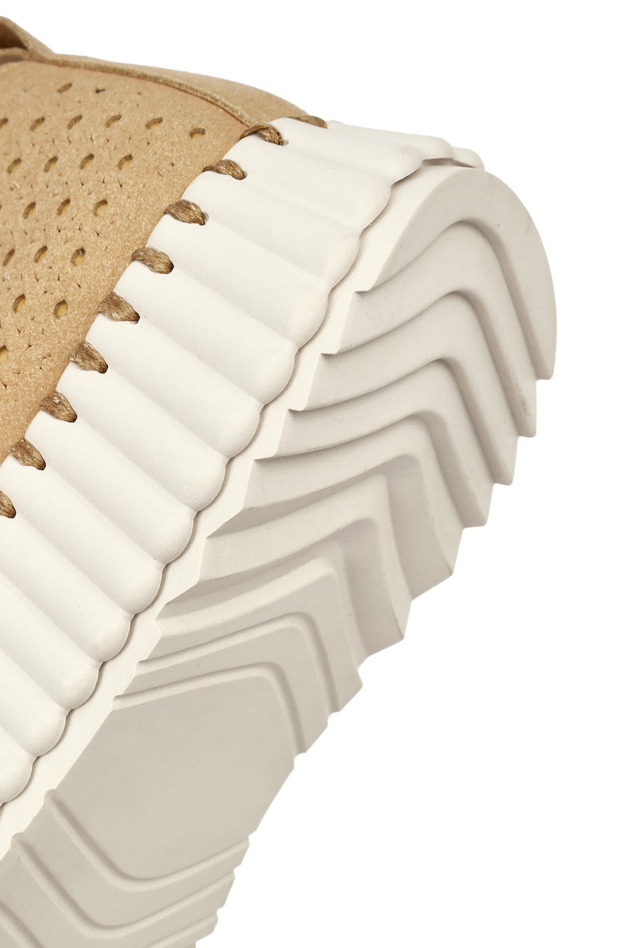 Woman Camel Lace-Up Thick-Soled Patterned Suede Comfort Shoes