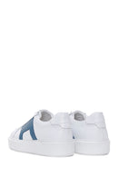 Men's White Blue Patterned Leather Thick Soled Sneaker | Derimod