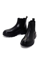 Men's Black Thick Sole Leather Casual Chelsea Boots | Derimod