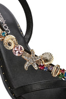 Kadın Siyah Bilekten Tokalı Taşlı Sandalet | Derimod