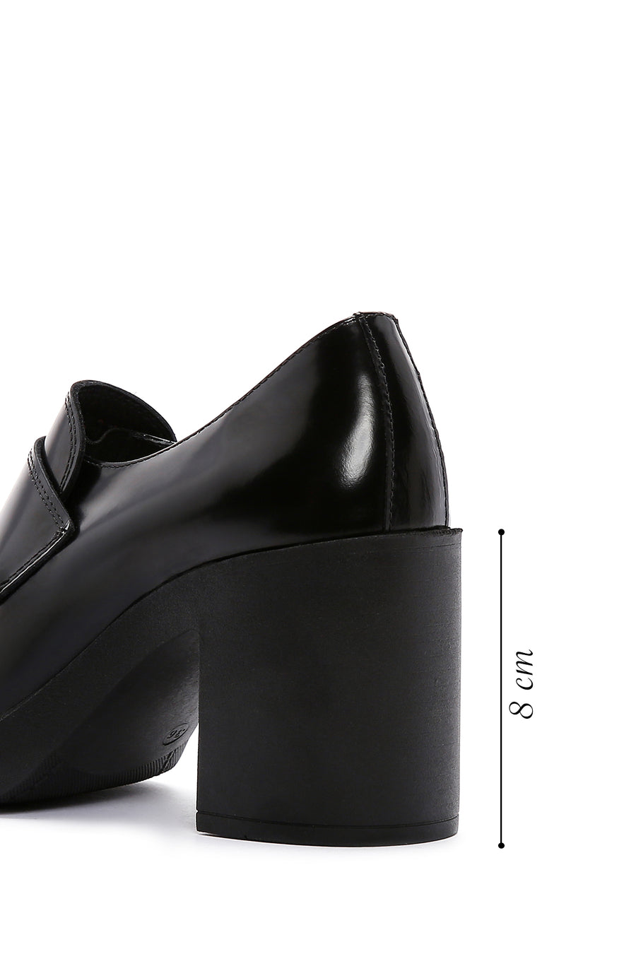 Kadın Siyah Kalın Yüksek Topuklu Deri Maskülen Loafer