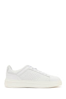 Men's White Lace-up Thick-Sole Leather Sneaker | Derimod