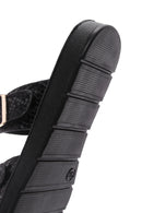 Women's Black Double Buckle Flip Flops | Derimod