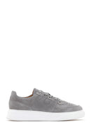 Men's Gray Thick Sole Lace Up Suede Leather Sneaker | Derimod