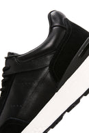 Men's Black Lace-up Thick-Sole Leather Casual Sneaker | Derimod