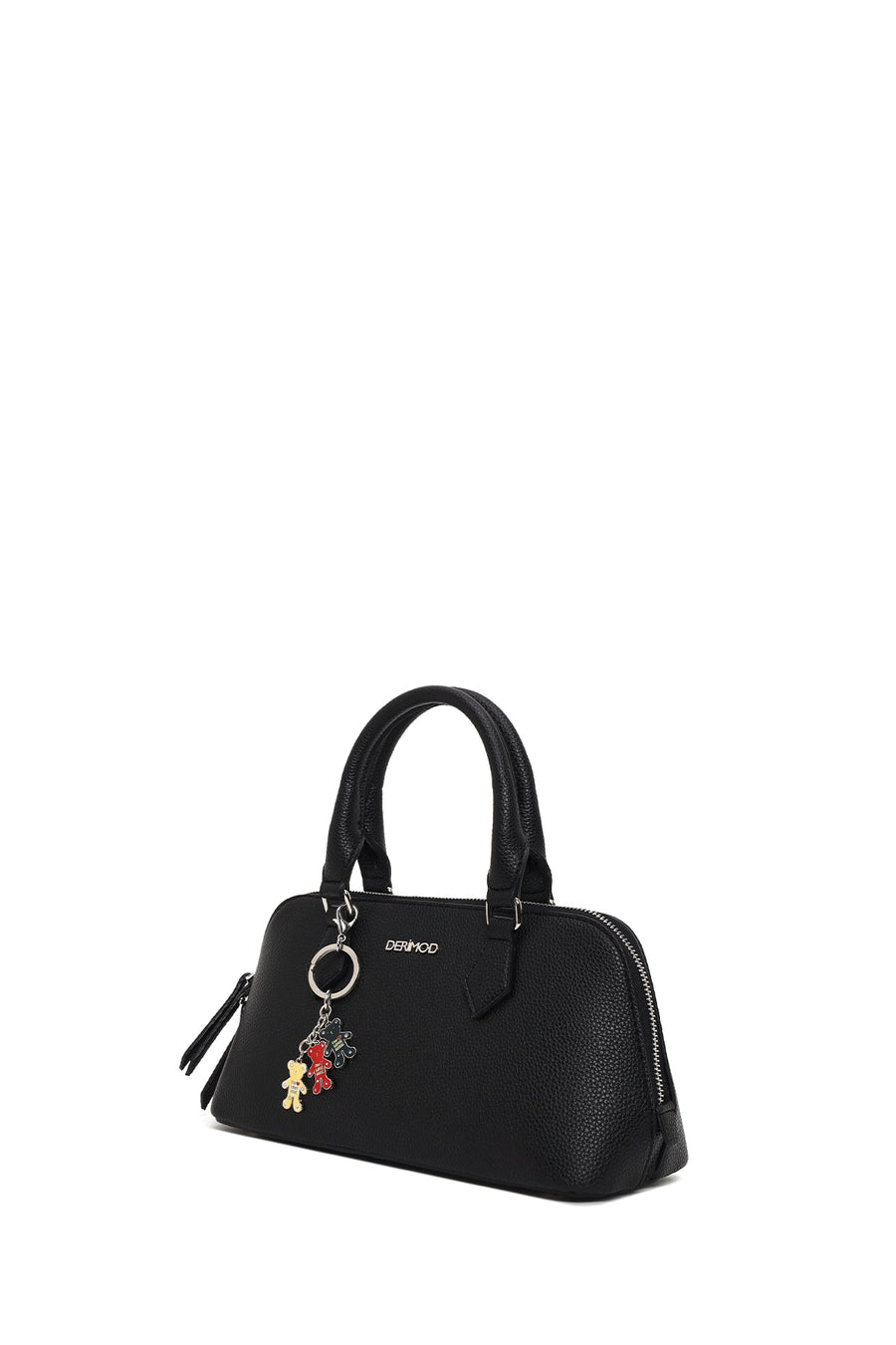 Woman Black Long-Strap Charm Shoulder Bag