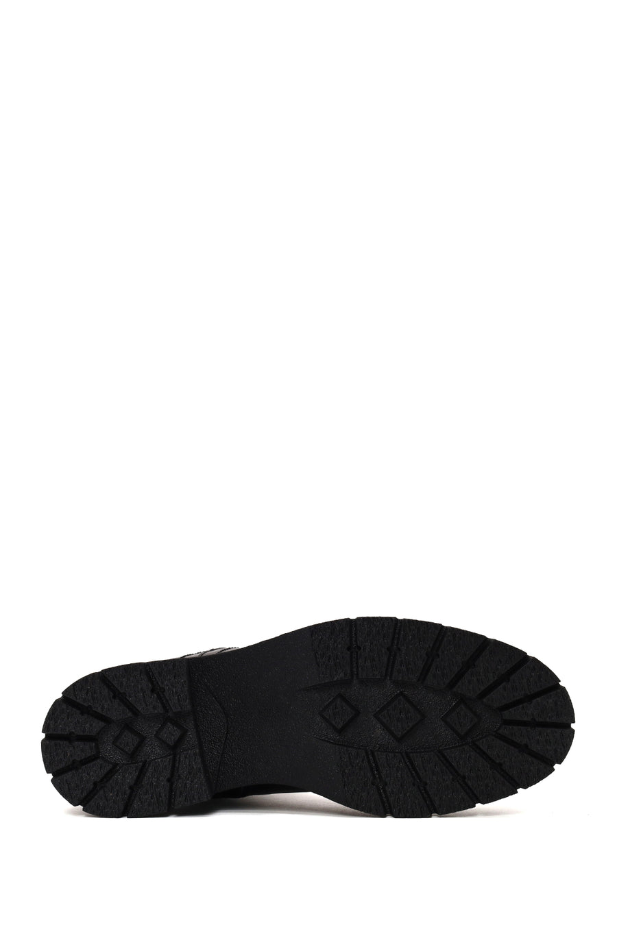 Woman Black Zip Closure Thick-Soled Leather Boots