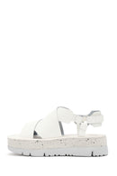 Camper Women's White Oruga Up Thick Soled Leather Sandals | Derimod