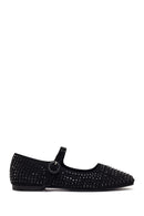 Women's Black Stone Leather Ballerinas | Derimod