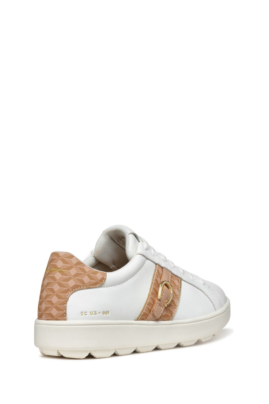 Geox Women White D Spherica Ecub - 1 A - Na + Pr.Sy Laced Leather Sneaker