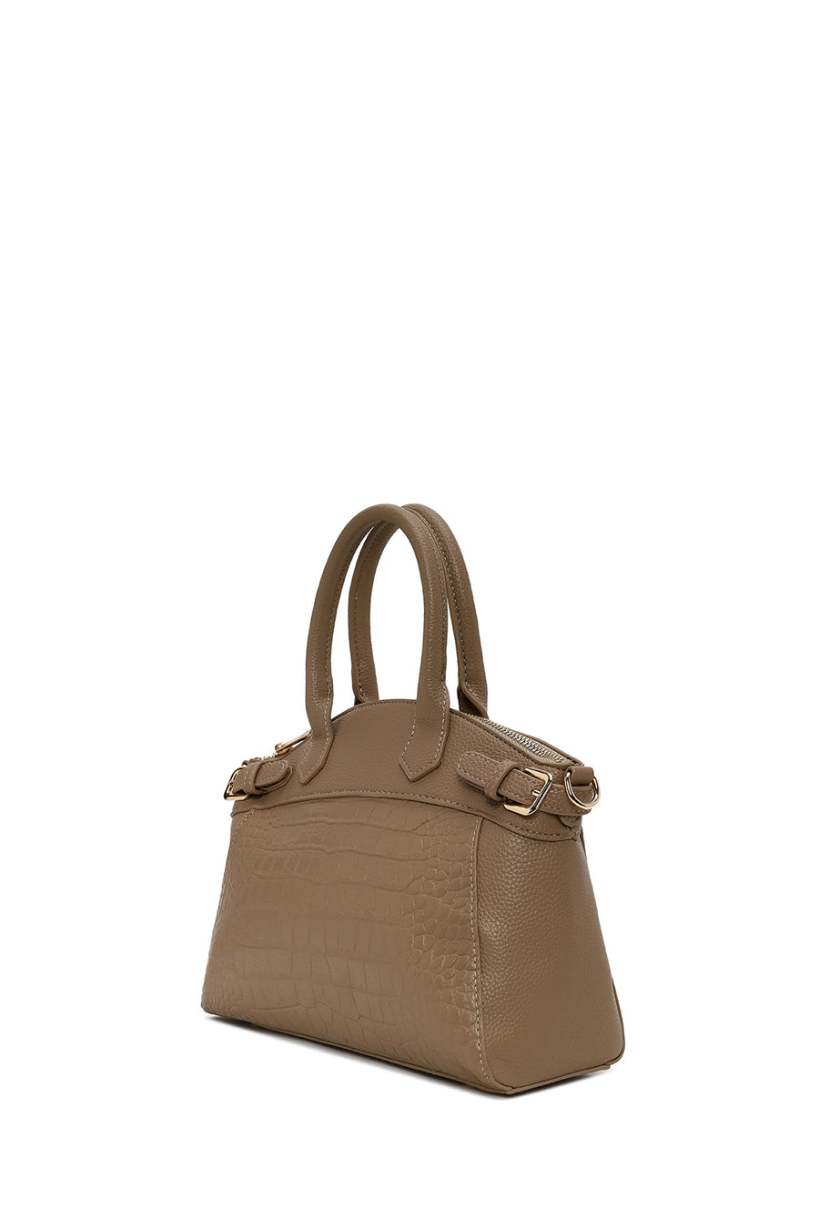 Woman Mink Long-Strap Croc-Pattern Classic Shoulder Bag