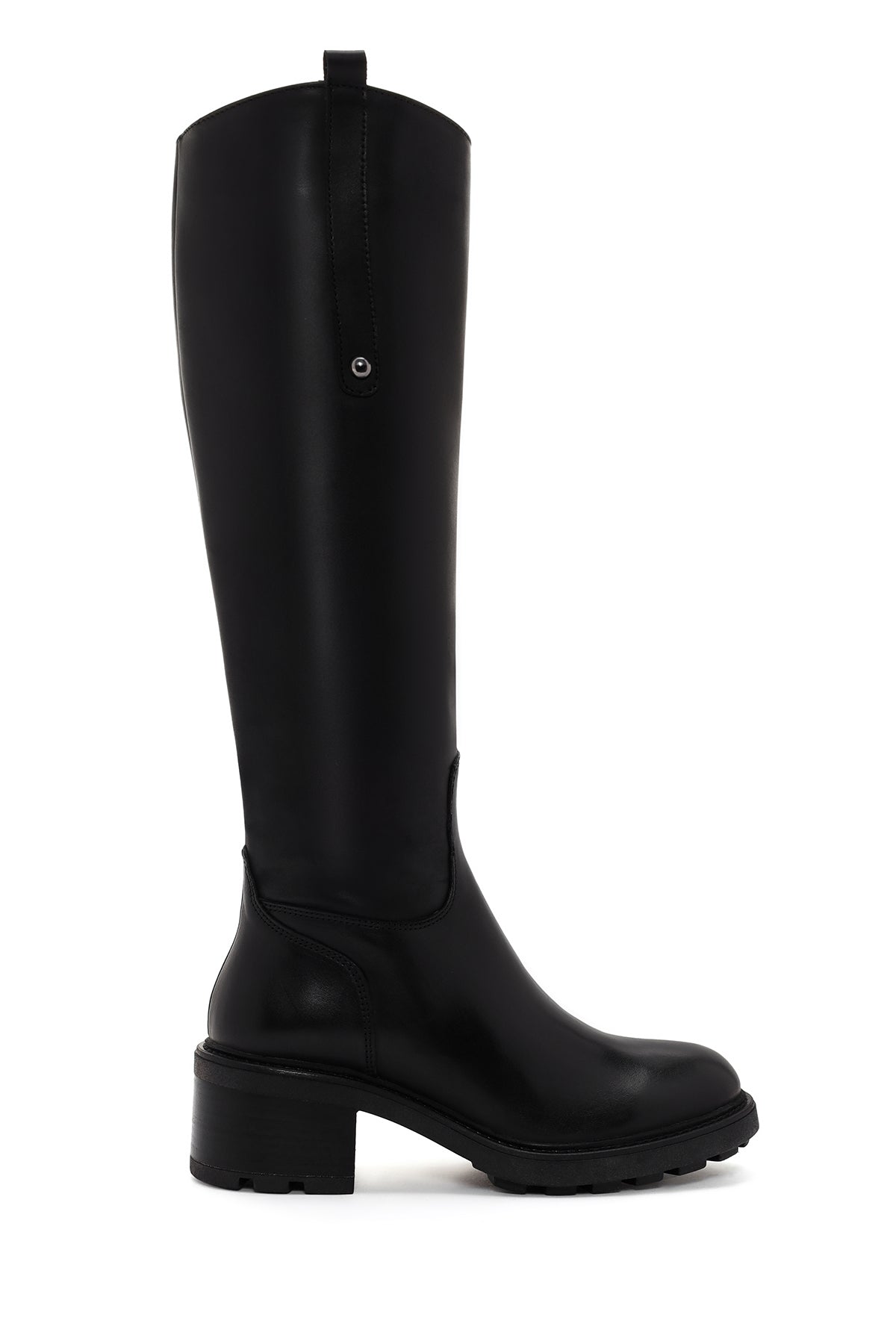 Women's Black Thick Heeled Zippered Leather Boots 23WFD282218 | Derimod