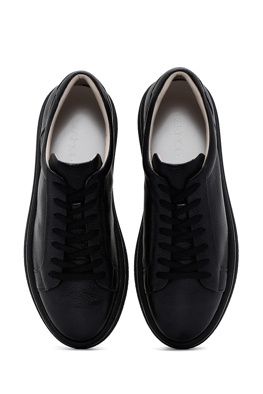 Men's Black Lace-up Leather Sneaker