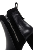 Women's Black Thick Heeled Zippered Leather Boots | Derimod