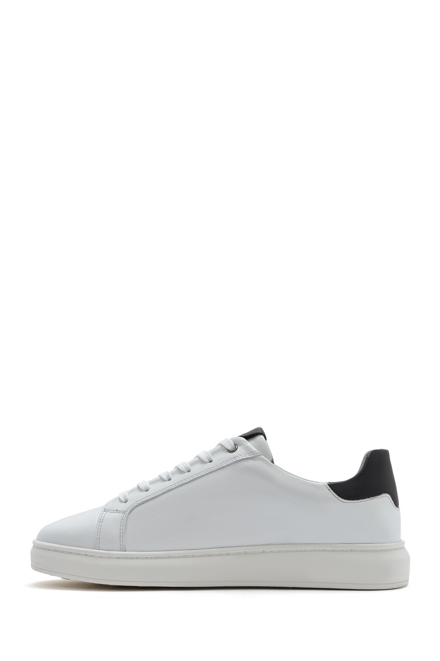 Men's White Lace-up Leather Sneaker