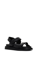 Women's Black Strappy Leather Comfort Sandals | Derimod