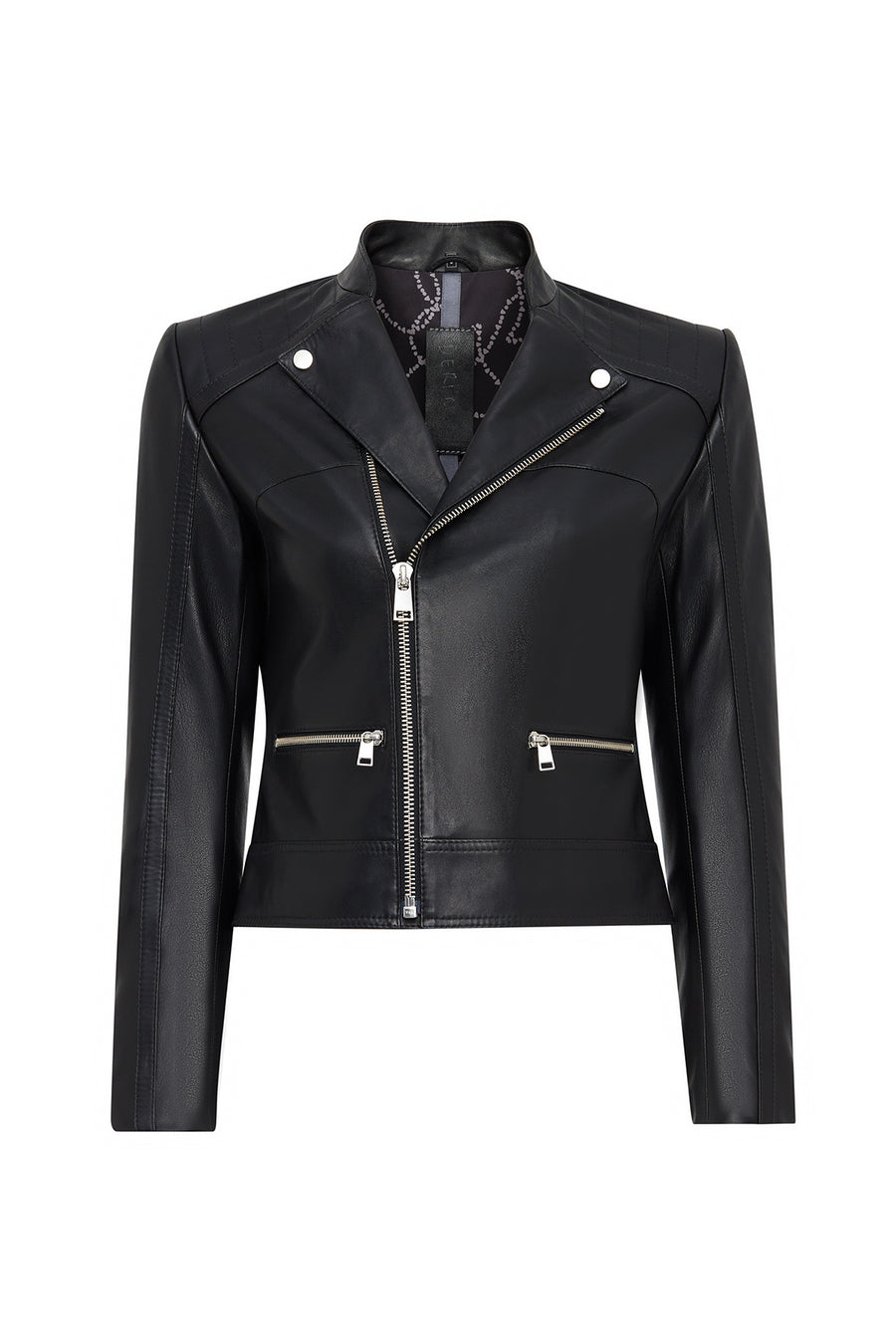 Nova Women's Black Biker Short Leather Jacket 25SGD5296VE | Derimod