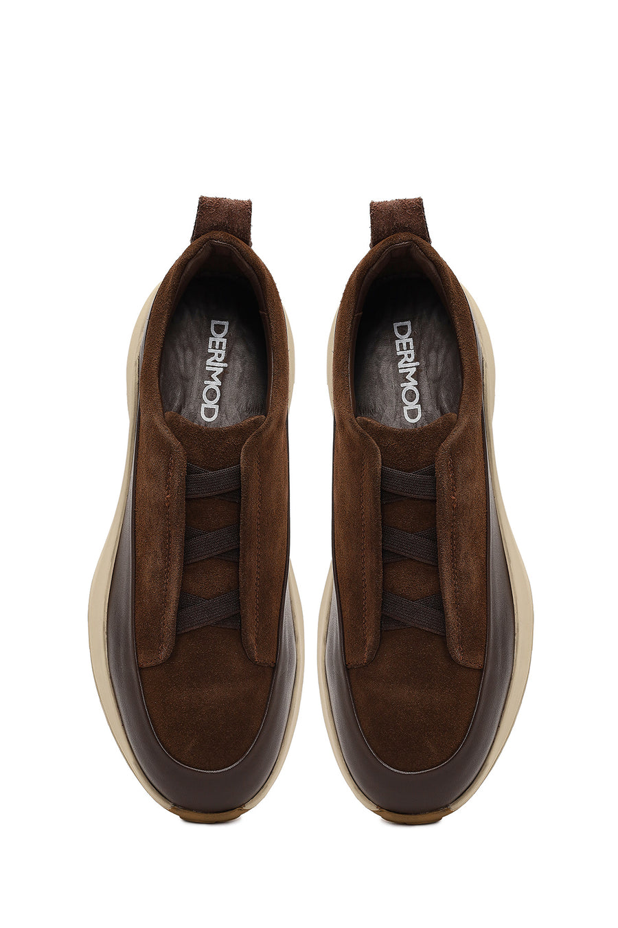 Men's Brown Thick-Soled Leather Casual Sneaker