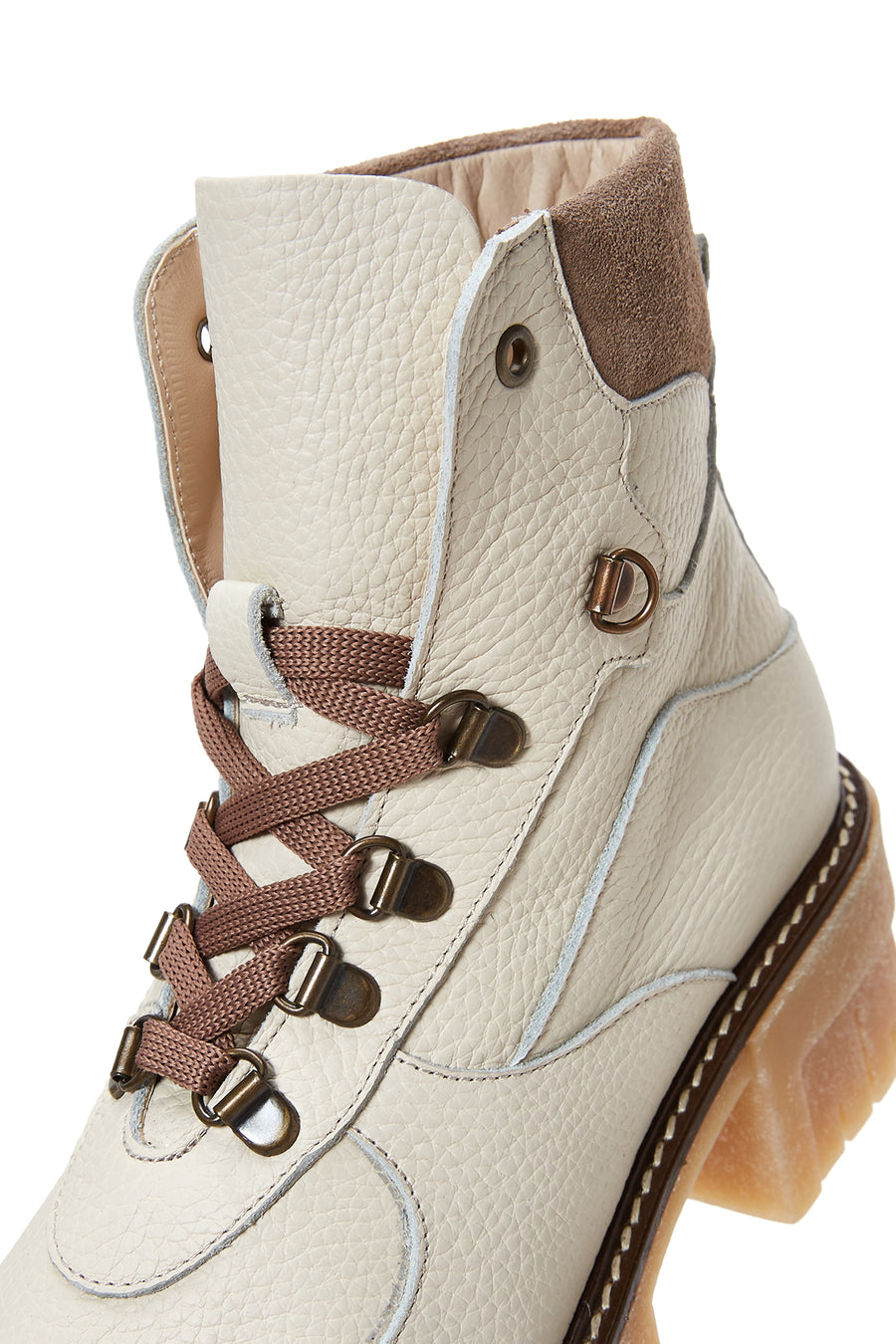 Women's Beige Thick Soled Leather Boots