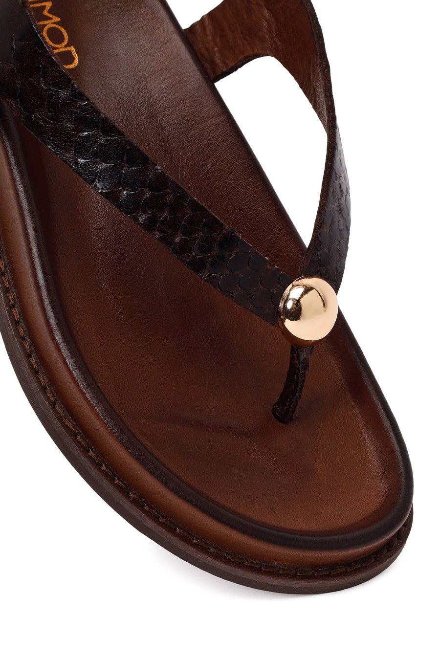 Woman Brown Leather Flip-Flop Sandal