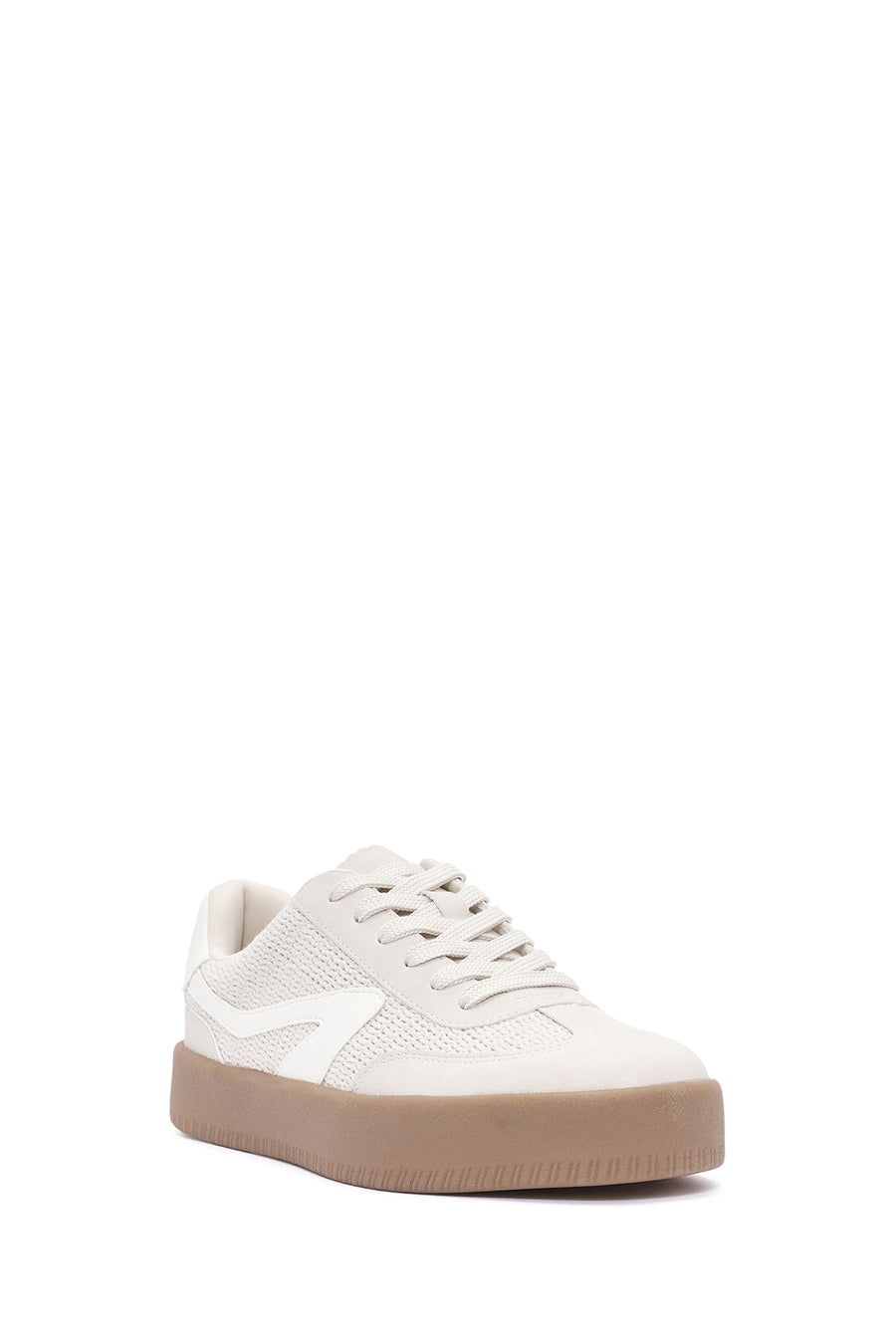 Women's Beige Lace-Up Chunky Sole Sneakers