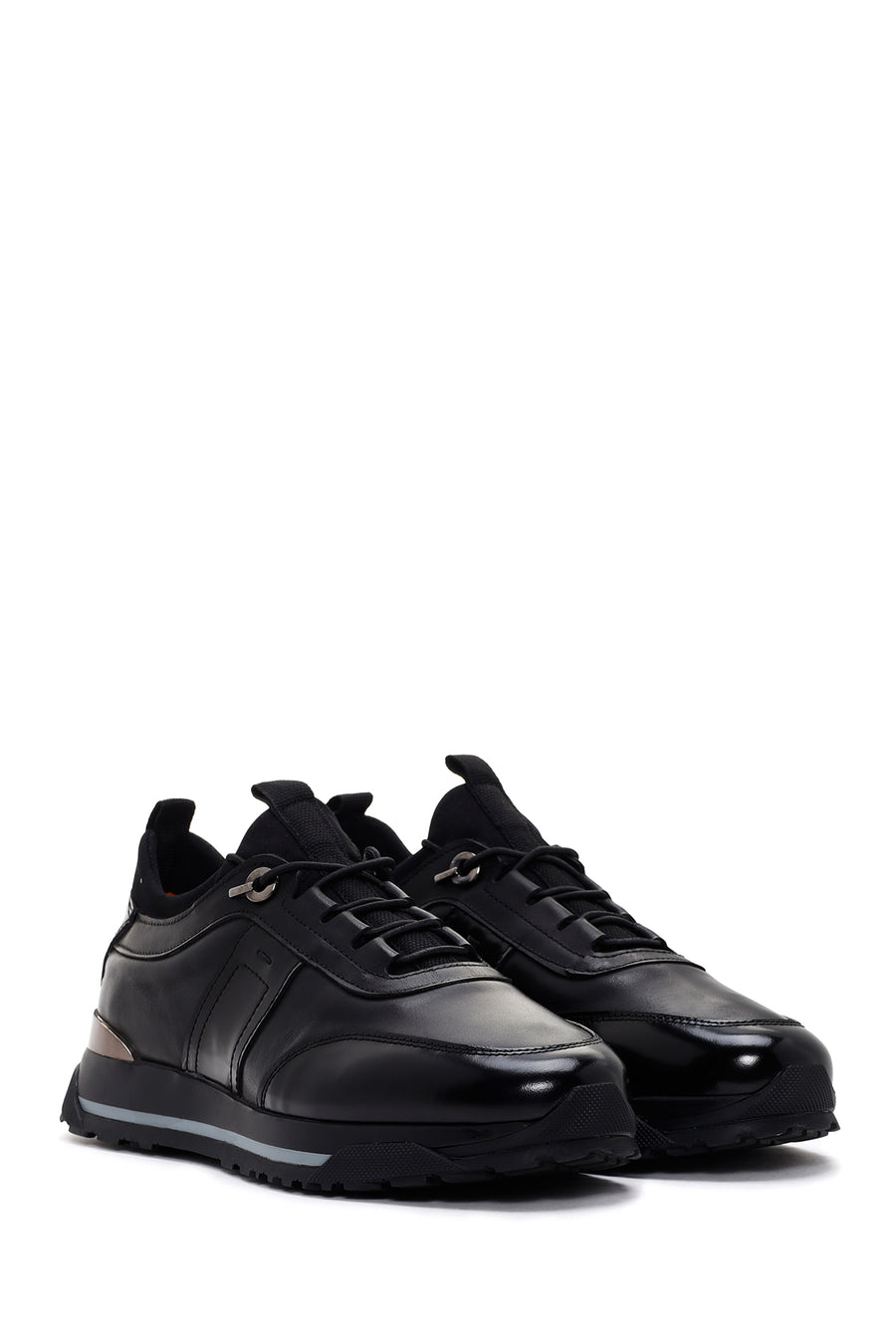 Men's Black Leather Casual Sneaker