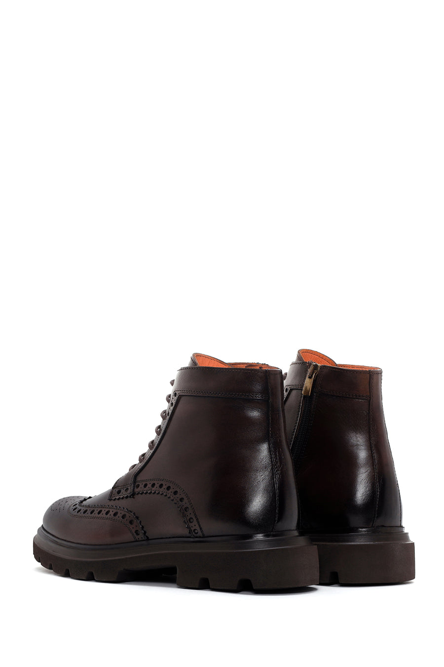 Men's Brown Leather Zippered Boots