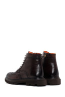 Men's Brown Leather Zippered Boots | Derimod