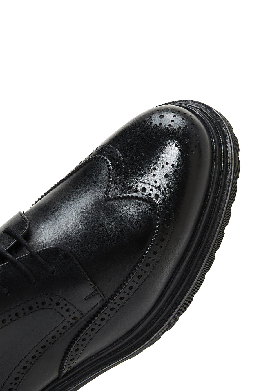 Men's Black Lace-Up Thick-Soled Leather Casual Shoes