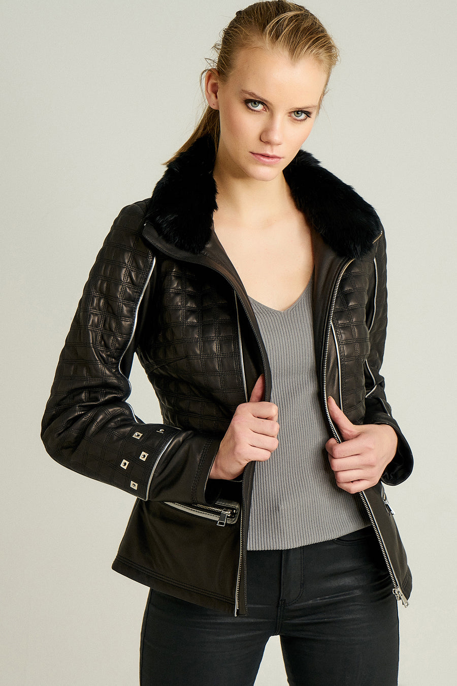 Anabella Women's Leather Jacket 18WGD5505U4 | Derimod