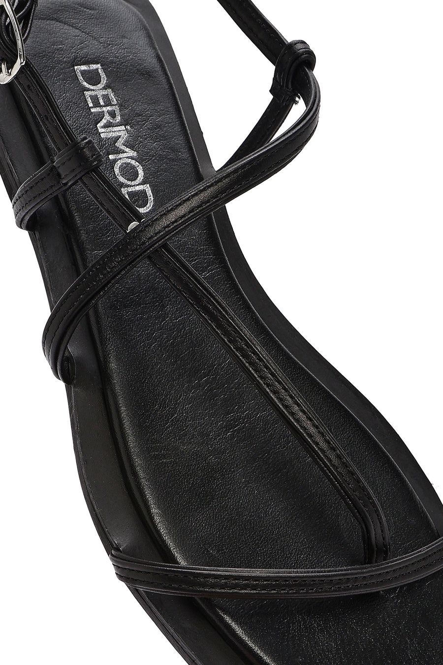 Women's Black Leather Flip-Flop Sandals