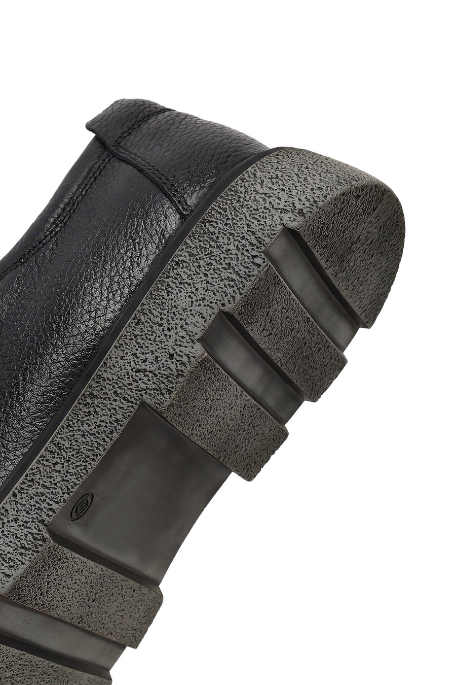 Male Black Lace-Up Thick-Soled Leather Casual Shoes