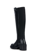 Geox Women's Black Leather Heeled Boots | Derimod