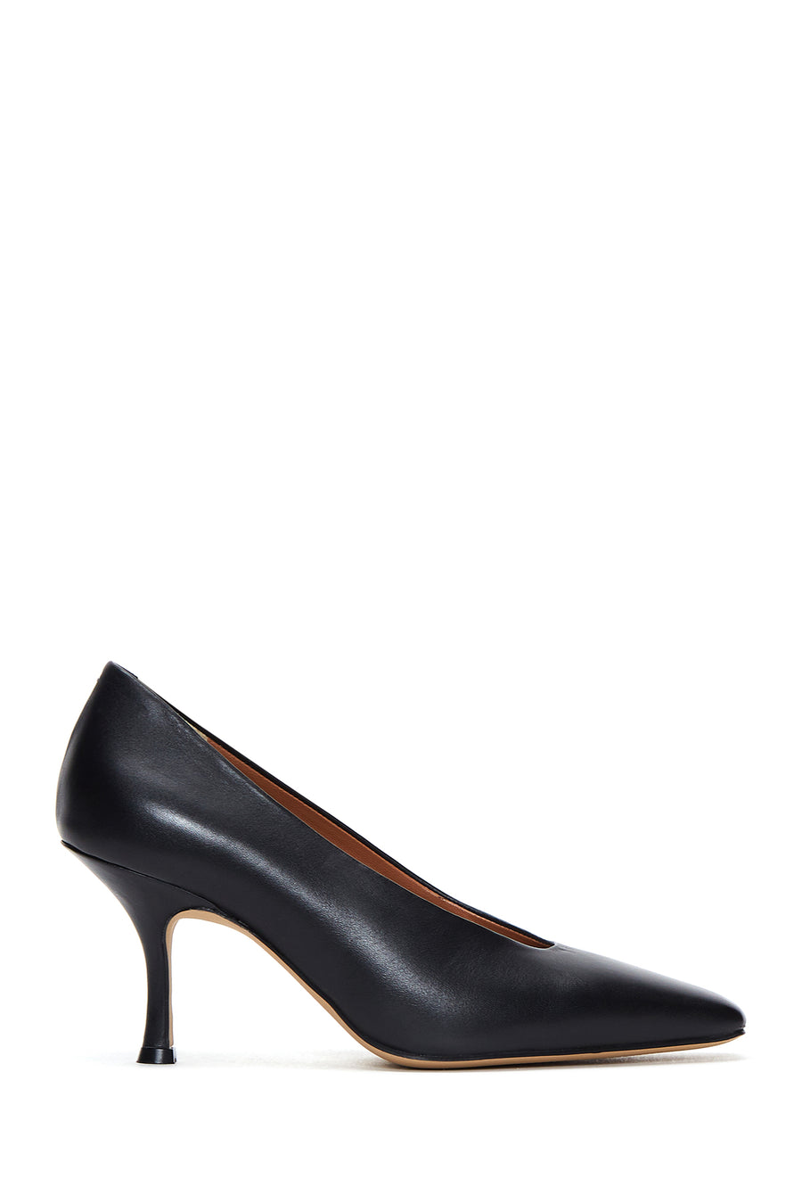 Women's Black Leather Thin Heeled Shoes 22WFD120418 | Derimod