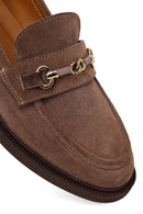Woman Mink Buckled Suede Loafer | Derimod