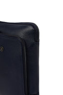Men's Navy Leather Messenger Bag | Derimod