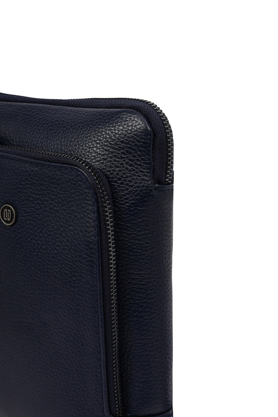 Men's Navy Leather Messenger Bag