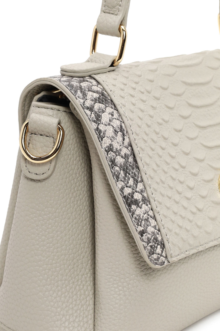 Woman Gray Long-Strap Patterned Shoulder Bag