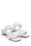 Women's Leather Knit Detailed Slippers | Derimod