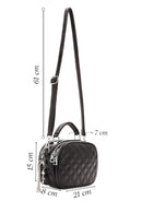 Women's Black Long Strap Quilted Patterned Crossbody Bag | Derimod