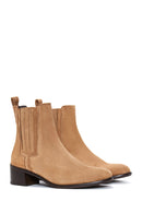 Women's Tan Suede Leather Chelsea Boots | Derimod