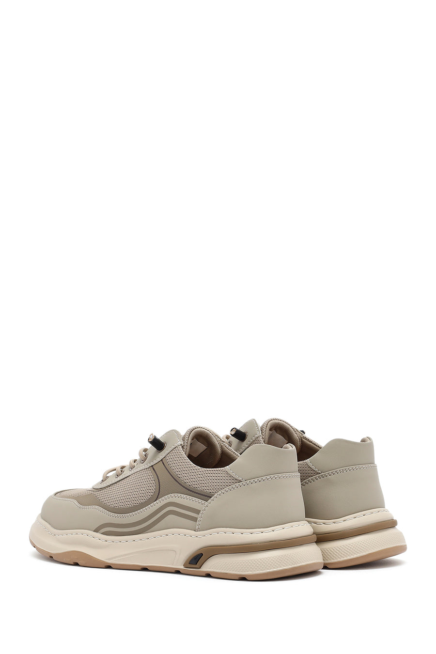 Men's Beige Lace-up Leather Sneaker