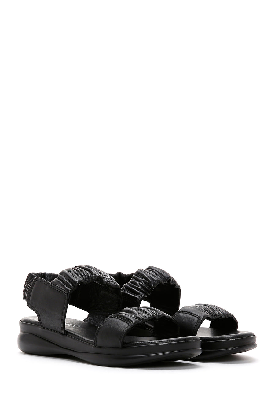 Kadın Siyah Deri Comfort Sandalet