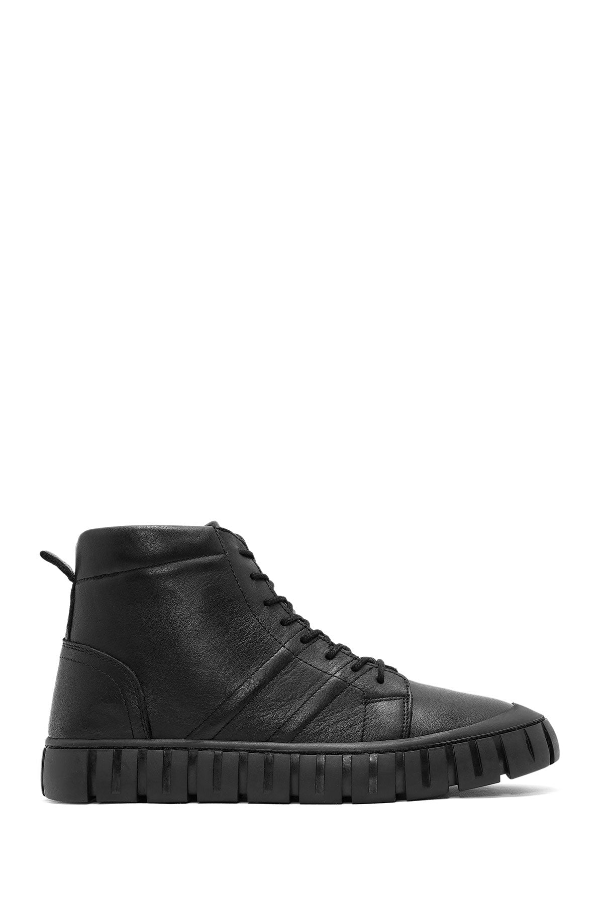 Men's Black Zippered Lace-Up Leather Boots 24WFD675118 | Derimod