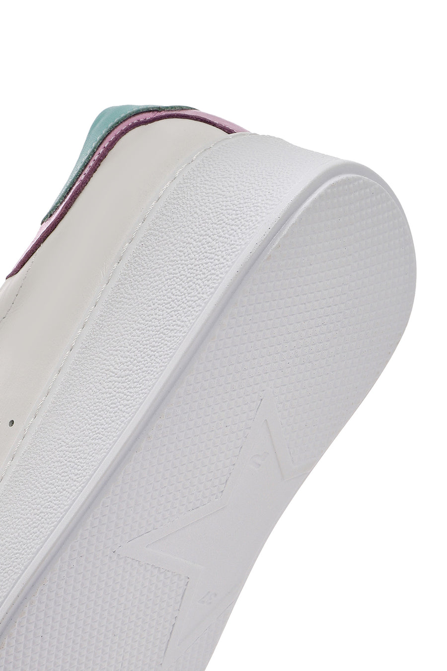 Women's White Lace-up Thick-Sole Leather Sneaker