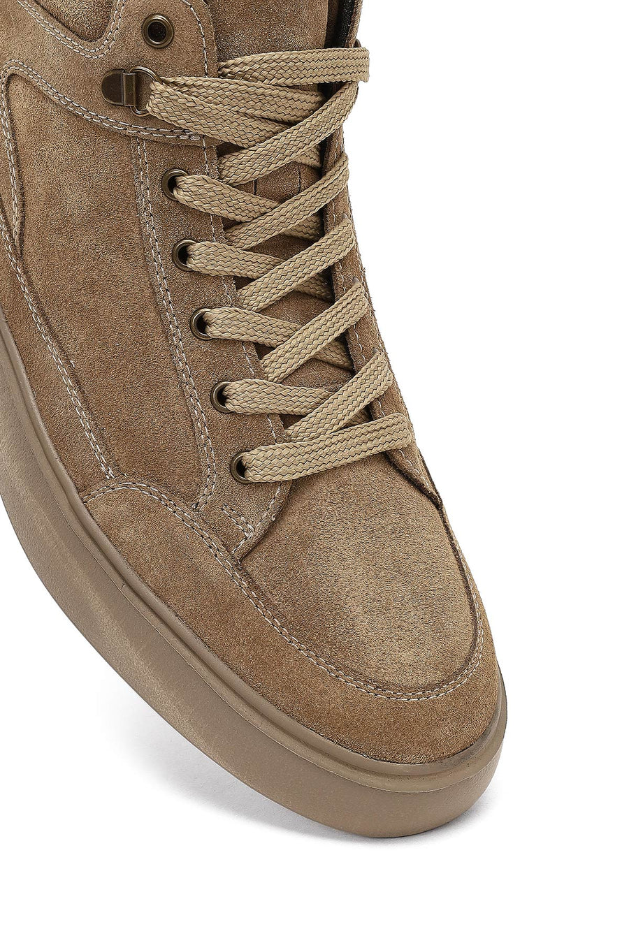 Men Beige Lace-up Suede Leather Sports Boot