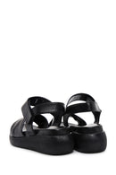 Women's Black Ankle Strap Thick-Sole Leather Sandals | Derimod