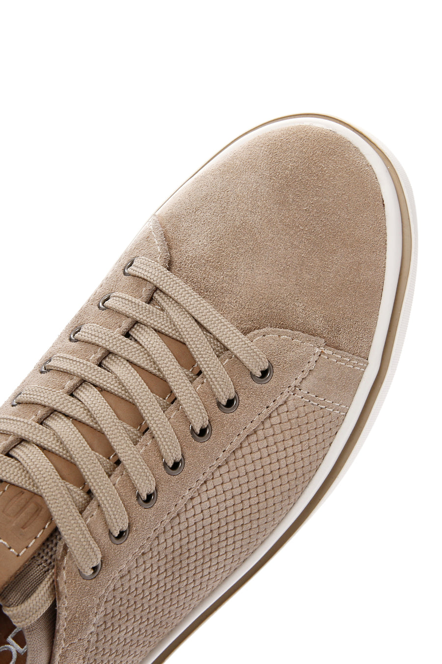 Men's Beige Lace-Up Suede Leather Sneaker