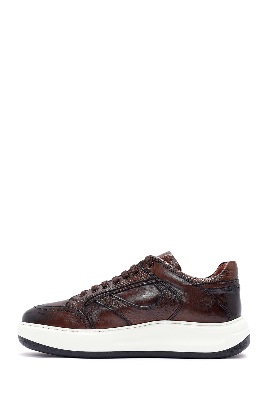 Men's Brown Lace-Up Leather Sneaker